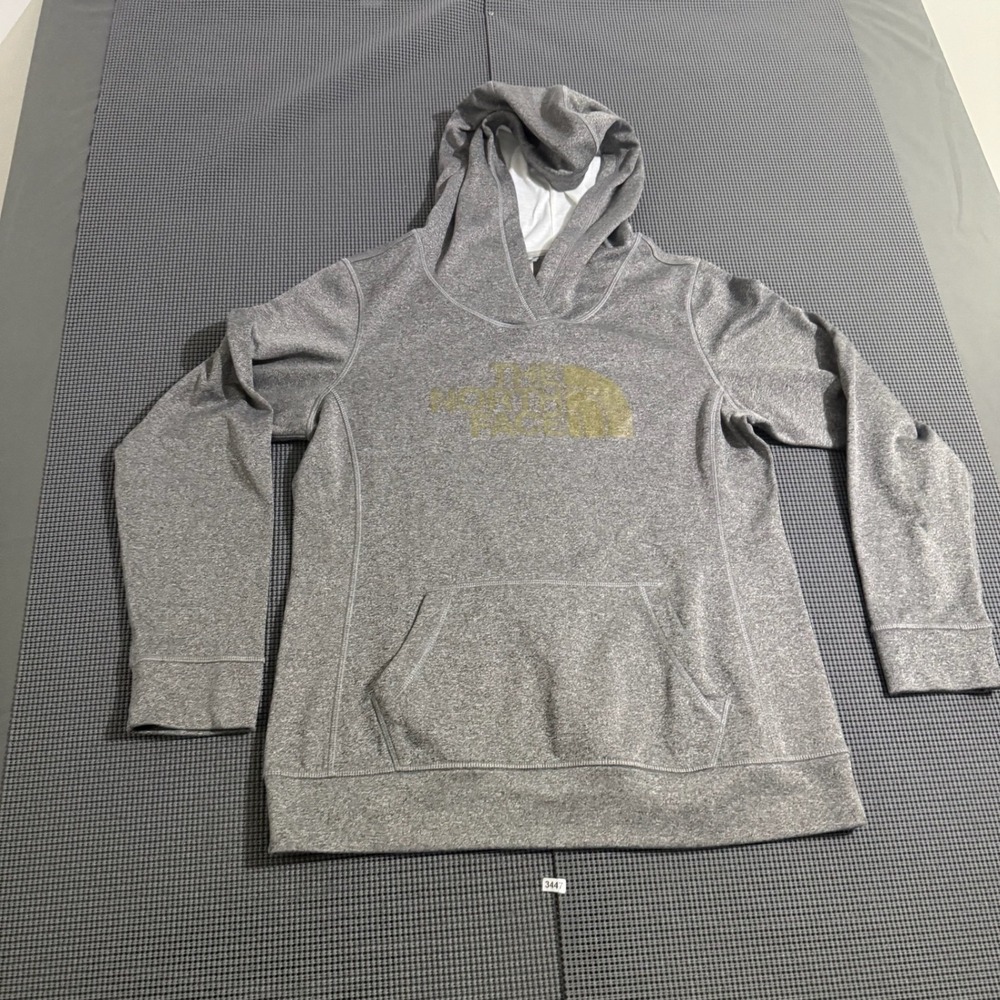 The North Face Womens Gray Pullover Hoodie Logo Sweatshirt Size L